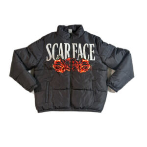 NWOT Scarface Universal Studios The World is Yours Black Puffer Jacket XL Uni